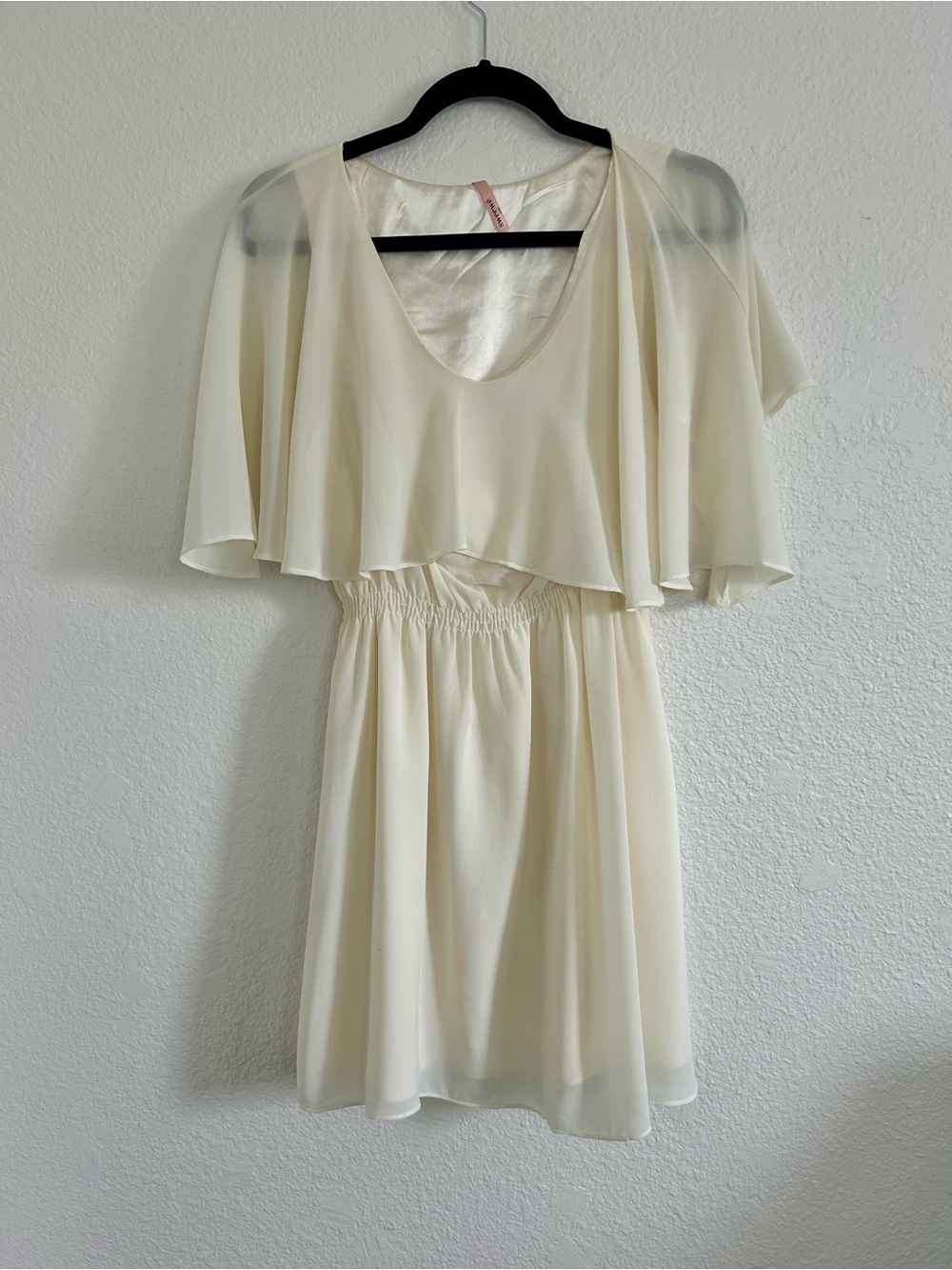 Cream Flutter Sleeve V-Neck Mini Dress